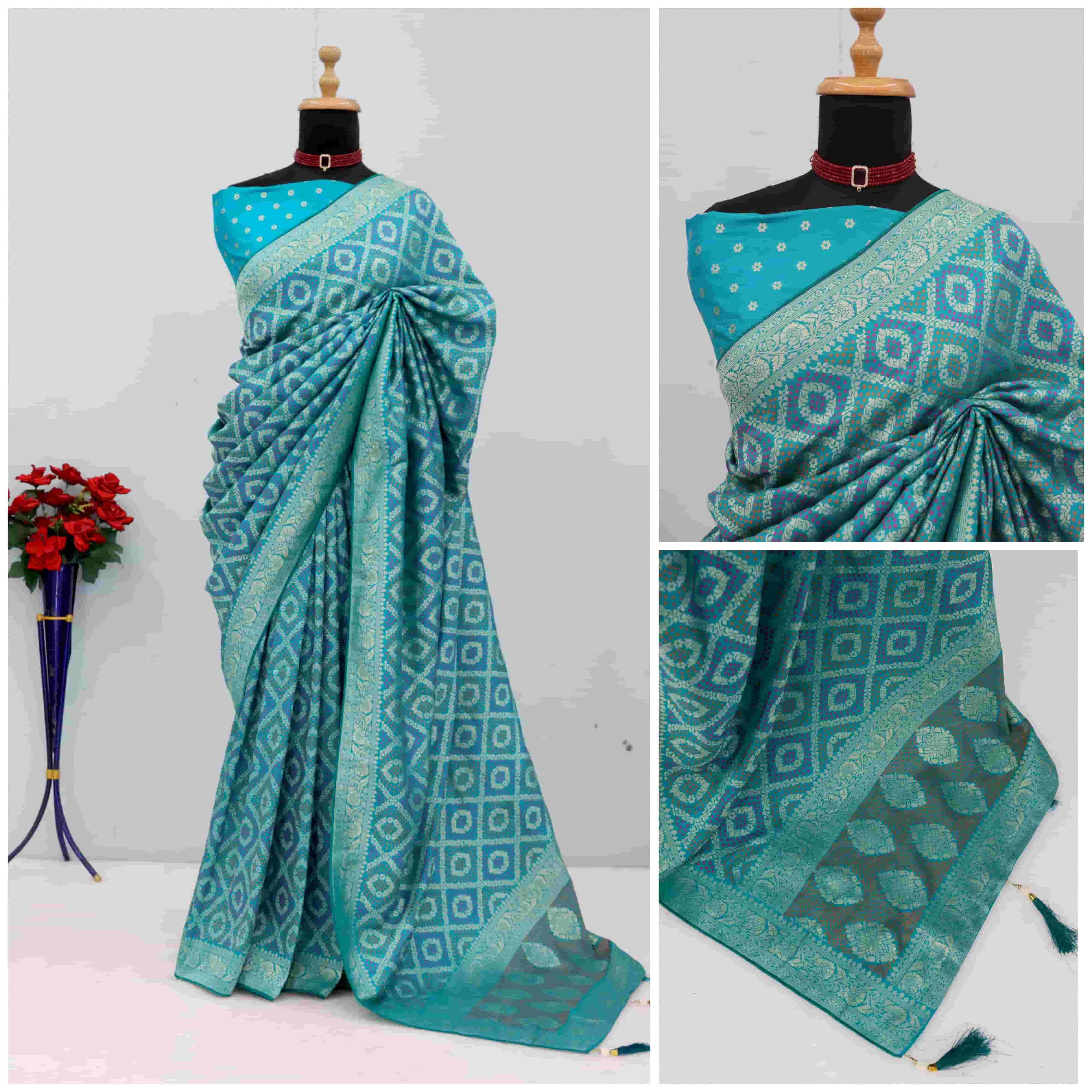 Nylon Dola Silk Wedding Saree for Women | Zari Weaving Jacquard Border | Piping Border